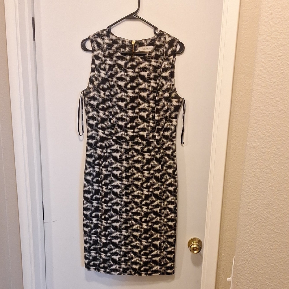 Calvin Klein Black and Cream Midi Dress